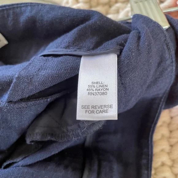 Women’s Cato Hi-Rise Strait leg Linen Blend Navy Pants Trousers size 10 - Picture 6 of 8